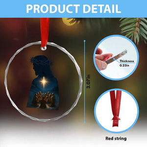 Jesus Christian Christmas Crystal Glass Ornament Christian Saints Praying Under The Star of Bethlehem TS14 Print Your Wear