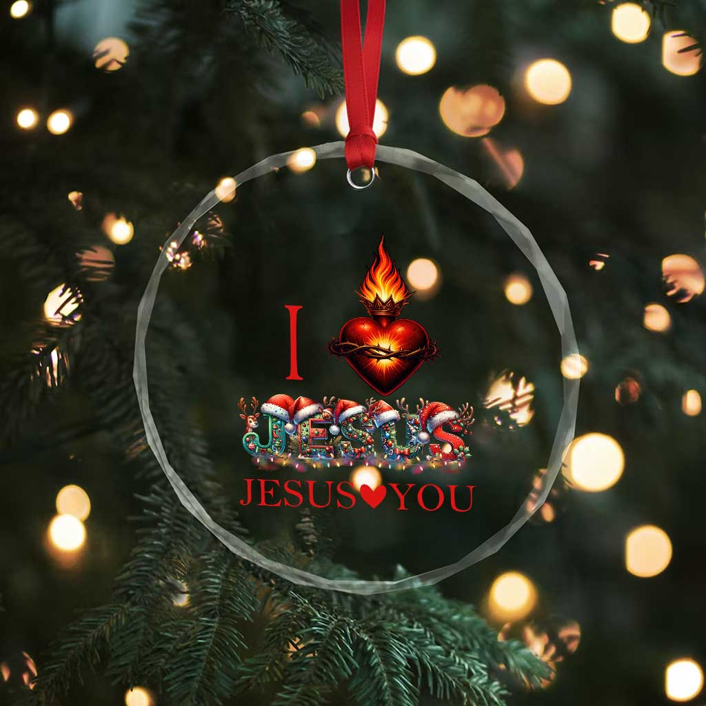 Jesus Christian Christmas Crystal Glass Ornament Cross Bible Verse Faith Love TS14 Print Your Wear