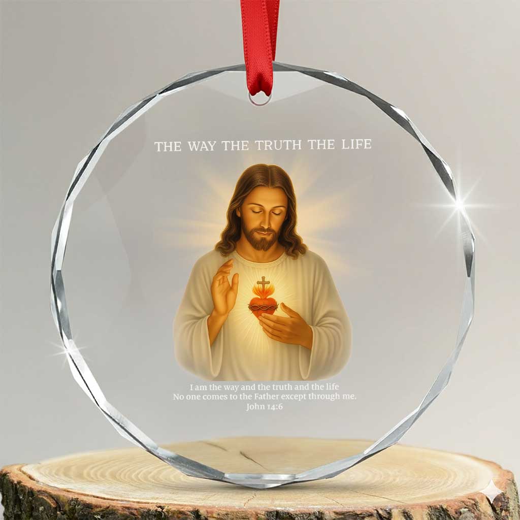 Jesus Christian Christmas Crystal Glass Ornament Cross Bible Verse Inspirational TS14 Transparent Glass 3'' Circle Print Your Wear