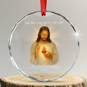 Jesus Christian Christmas Crystal Glass Ornament Cross Bible Verse Inspirational TS14 Transparent Glass 3'' Circle Print Your Wear