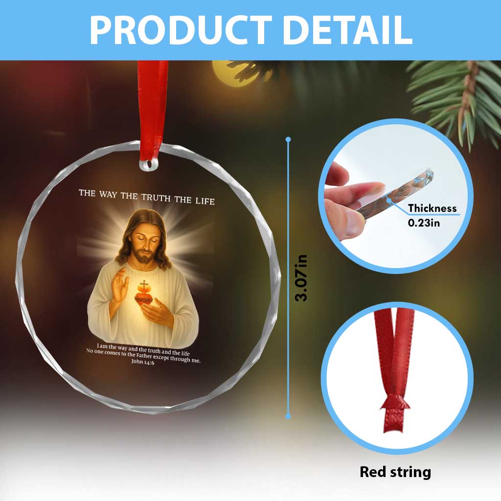 Jesus Christian Christmas Crystal Glass Ornament Cross Bible Verse Inspirational TS14 Print Your Wear