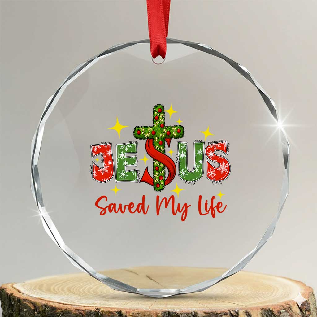 Jesus Christian Christmas Crystal Glass Ornament Religious Cross Bible Verse TS14 Transparent Glass 3'' Circle Print Your Wear