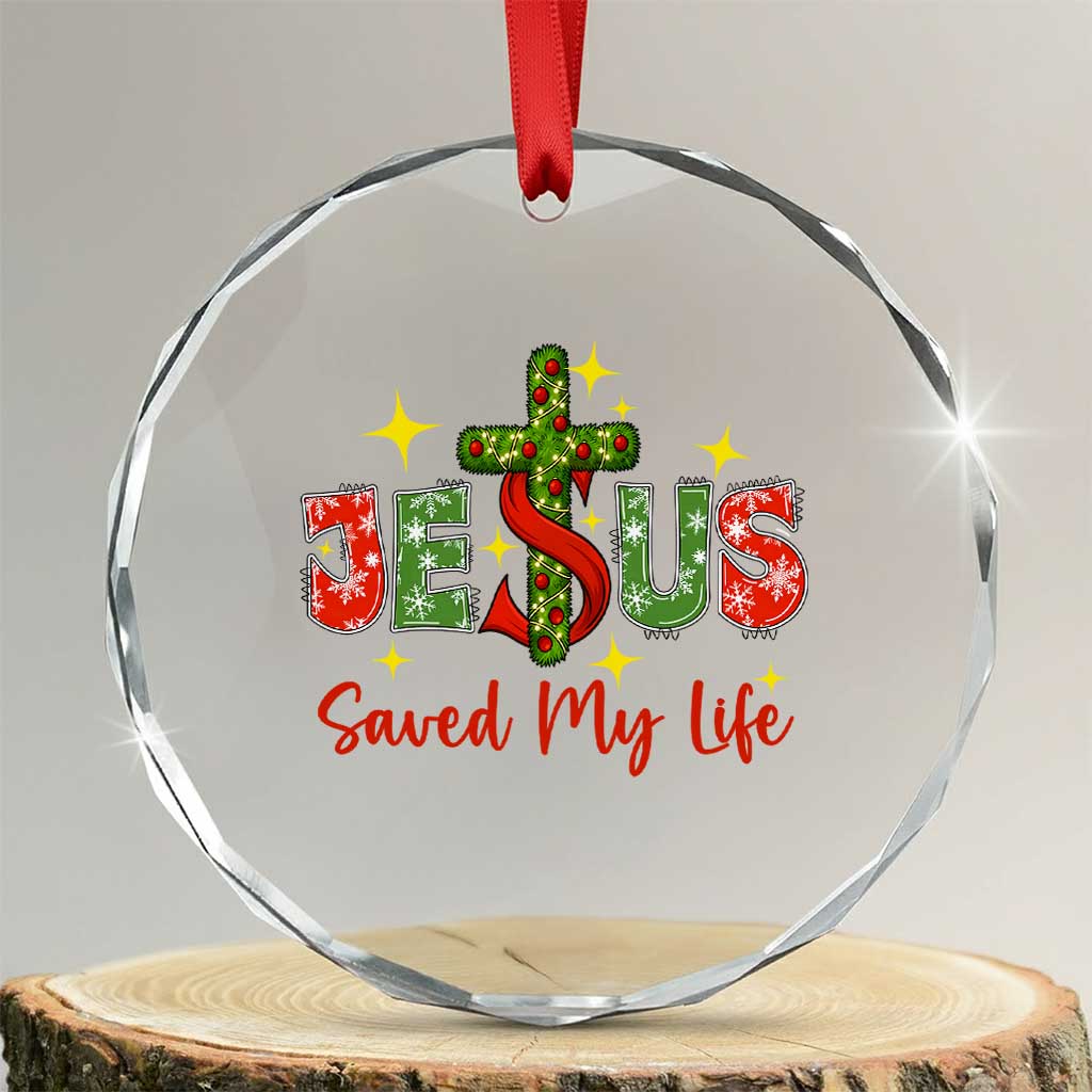 Jesus Christian Christmas Crystal Glass Ornament Religious Cross Bible Verse TS14 Transparent Glass 3'' Circle Print Your Wear