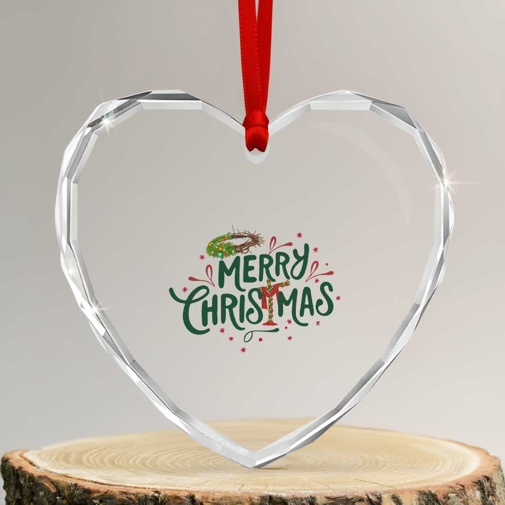 Jesus Christian Christmas Heart Crystal Glass Ornament TS14 Transparent Glass 3'' Heart Print Your Wear