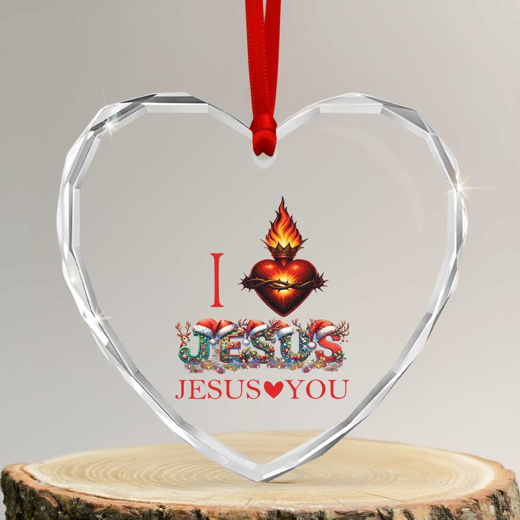 Jesus Christian Christmas Heart Crystal Glass Ornament Cross Bible Verse Faith Love TS14 Transparent Glass 3'' Heart Print Your Wear