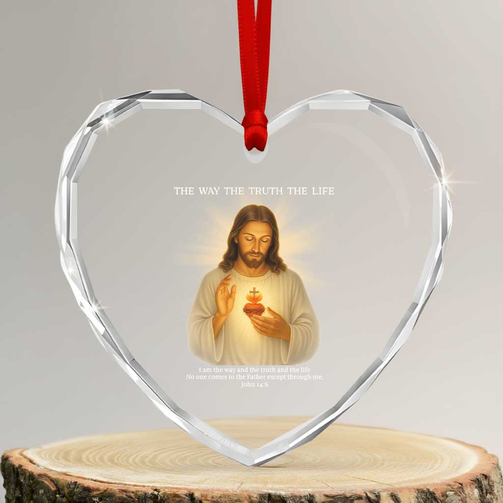 Jesus Christian Christmas Heart Crystal Glass Ornament Cross Bible Verse Inspirational TS14 Transparent Glass 3'' Heart Print Your Wear