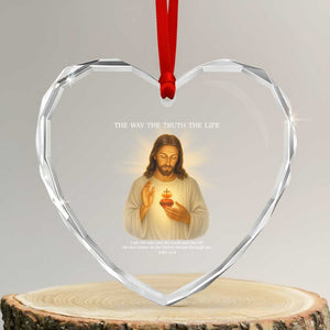 Jesus Christian Christmas Heart Crystal Glass Ornament Cross Bible Verse Inspirational TS14 Transparent Glass 3'' Heart Print Your Wear