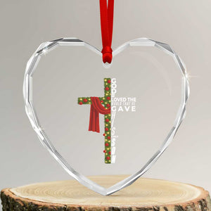 Jesus Christian Christmas Heart Crystal Glass Ornament God So Loved The World That He Gave His Only Son TS14 Transparent Glass 3'' Heart Print Your Wear