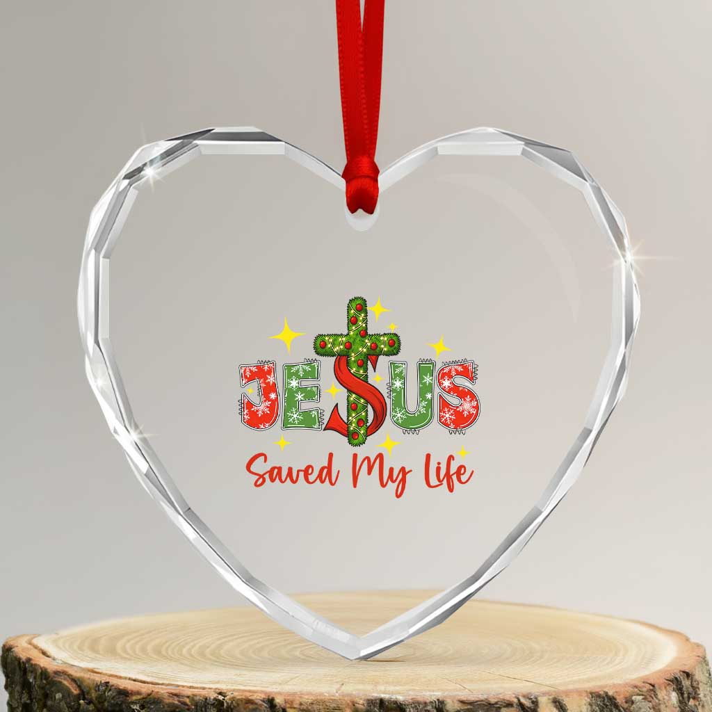 Jesus Christian Christmas Heart Crystal Glass Ornament Religious Cross Bible Verse TS14 Transparent Glass 3'' Heart Print Your Wear