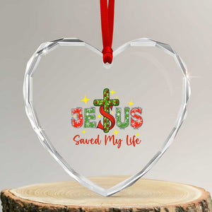 Jesus Christian Christmas Heart Crystal Glass Ornament Religious Cross Bible Verse TS14 Transparent Glass 3'' Heart Print Your Wear