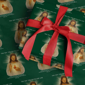 Jesus Christian Christmas Wrapping Paper Roll Cross Bible Verse Inspirational TS14 Green Print Your Wear
