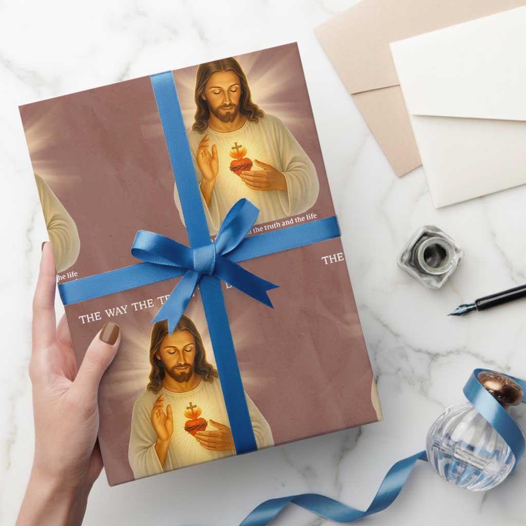 Jesus Christian Christmas Wrapping Paper Roll Cross Bible Verse Inspirational TS14 Mocha Print Your Wear