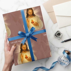 Jesus Christian Christmas Wrapping Paper Roll Cross Bible Verse Inspirational TS14 Mocha Print Your Wear