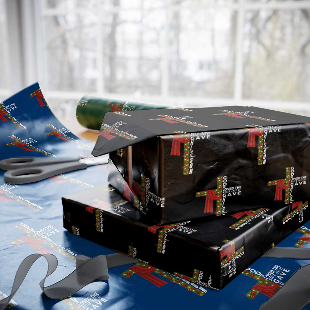 Jesus Christian Christmas Wrapping Paper Roll God So Loved The World That He Gave His Only Son TS14 Black Print Your Wear