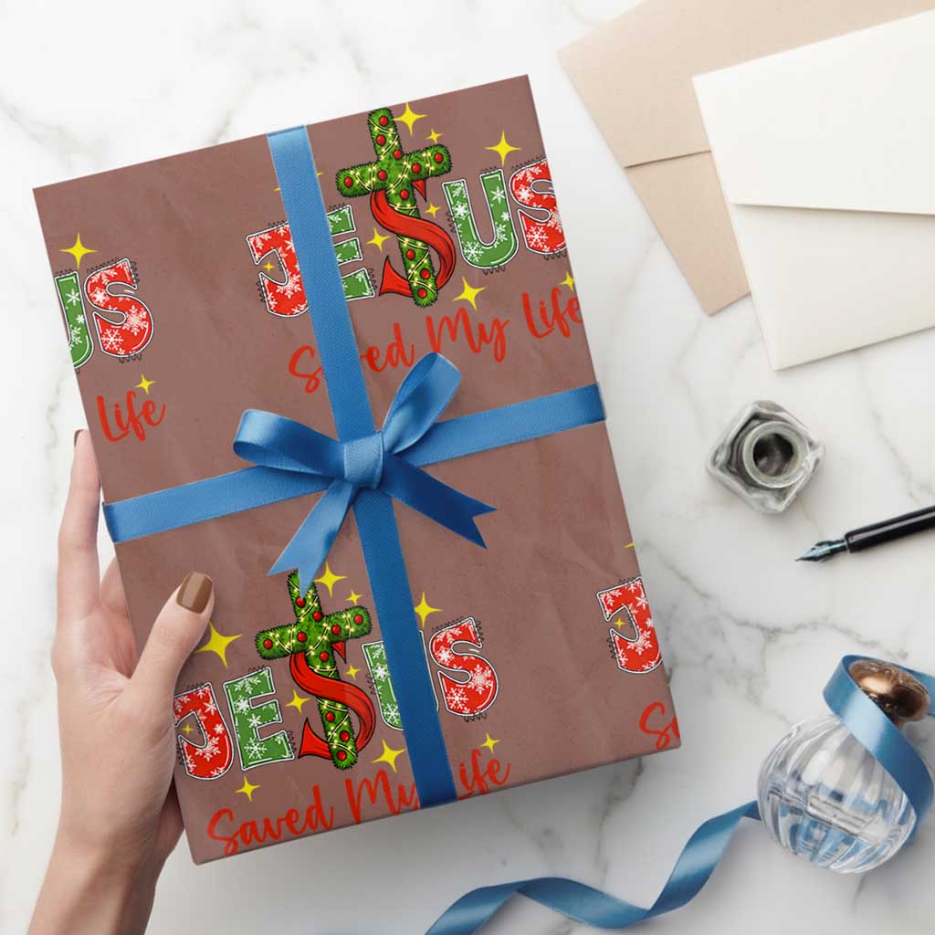 Jesus Christian Christmas Wrapping Paper Roll Religious Cross Bible Verse TS14 Mocha Print Your Wear