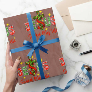 Jesus Christian Christmas Wrapping Paper Roll Religious Cross Bible Verse TS14 Mocha Print Your Wear