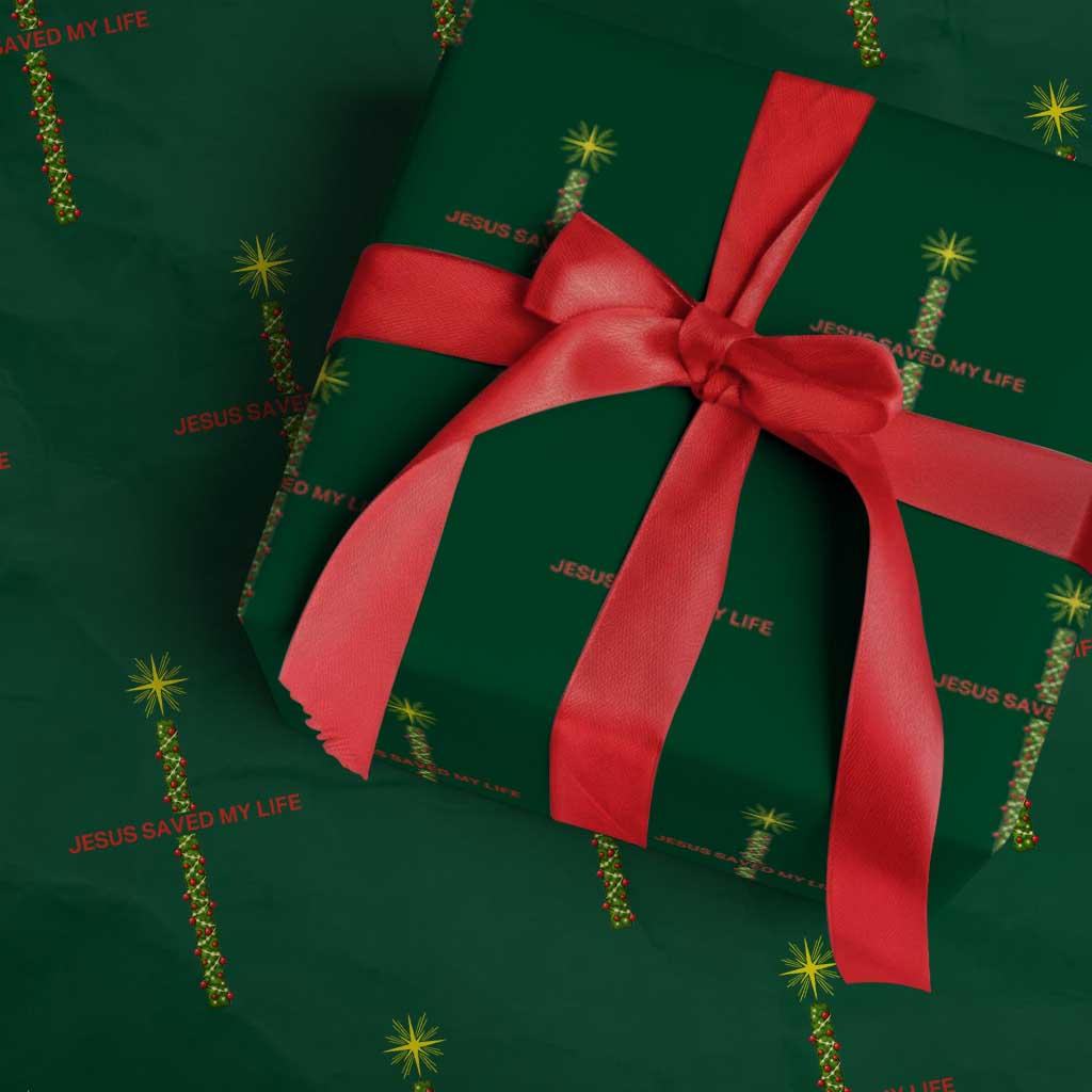 Jesus Christian Christmas Wrapping Paper Roll Religious Cross Bible Verse Inspirational TS14 Green Print Your Wear
