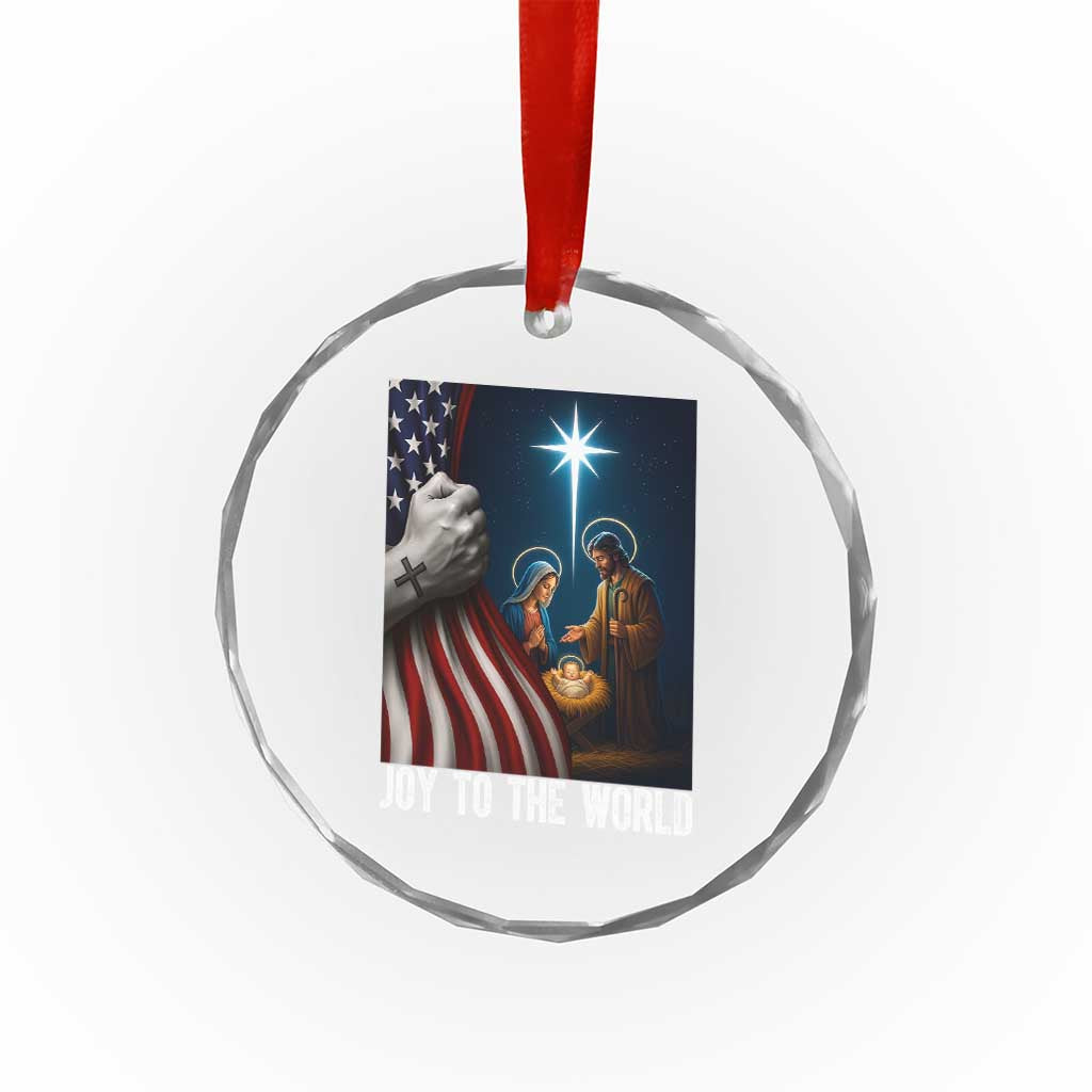 Jesus Christian Crystal Glass Ornament American Flag Joy To The World Christmas TS14 Print Your Wear