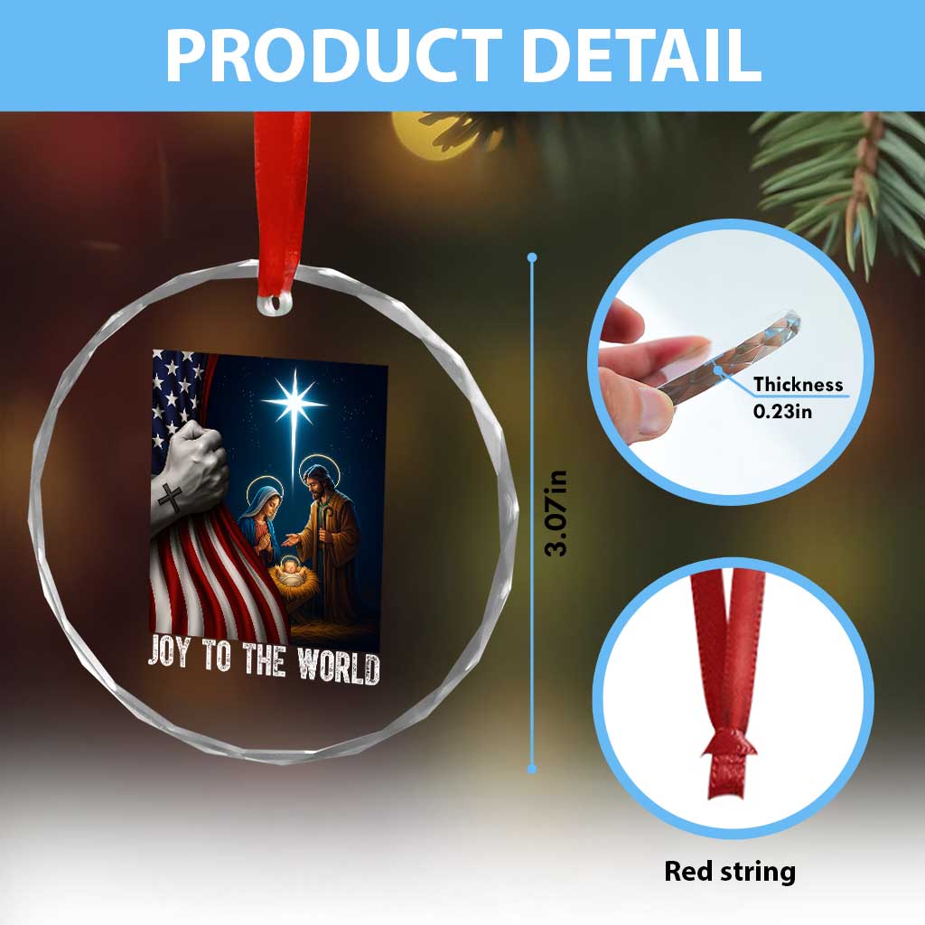 Jesus Christian Crystal Glass Ornament American Flag Joy To The World Christmas TS14 Print Your Wear