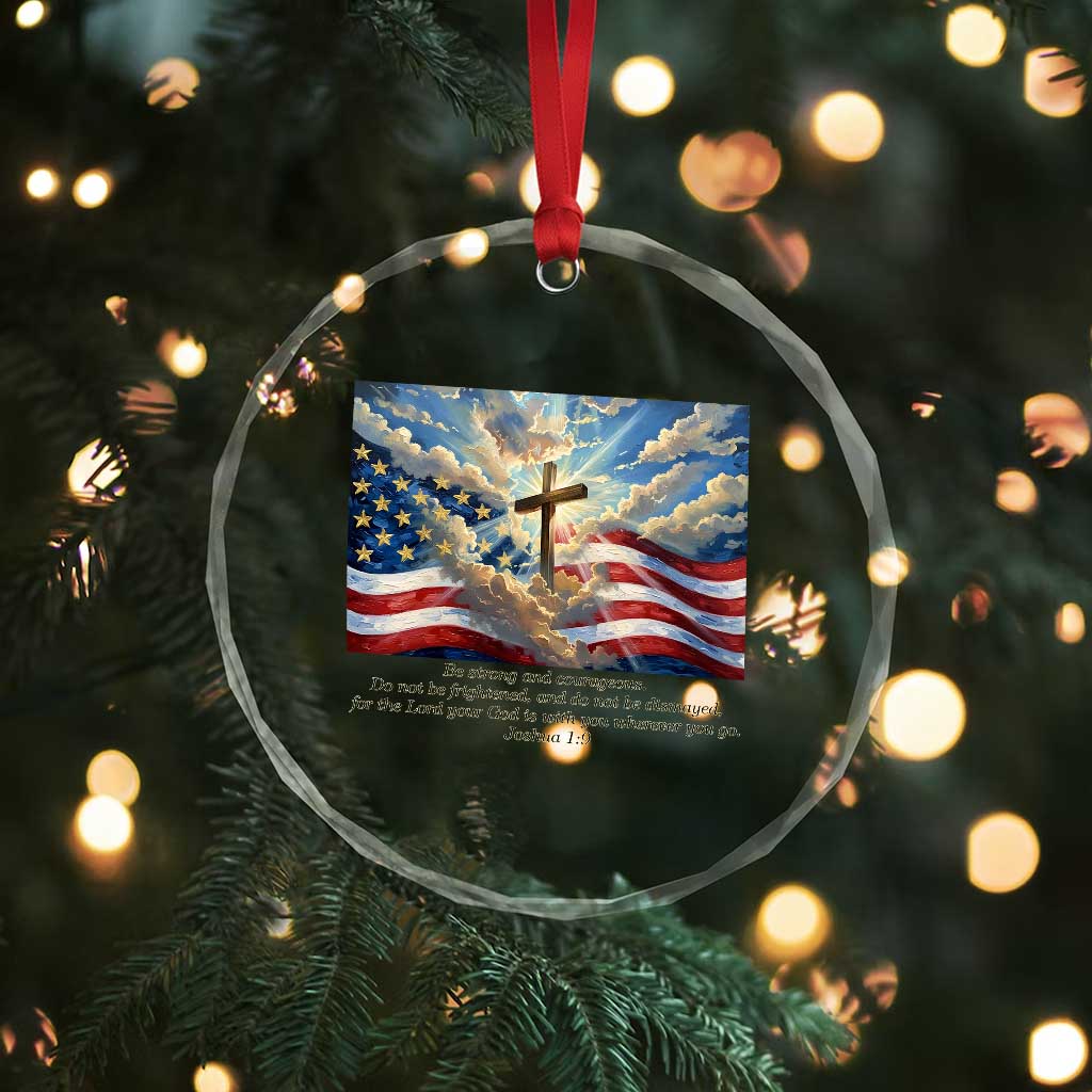 Jesus Christian Crystal Glass Ornament American Flag Religious Cross Bible Verse Faith Inspirational TS14 Print Your Wear
