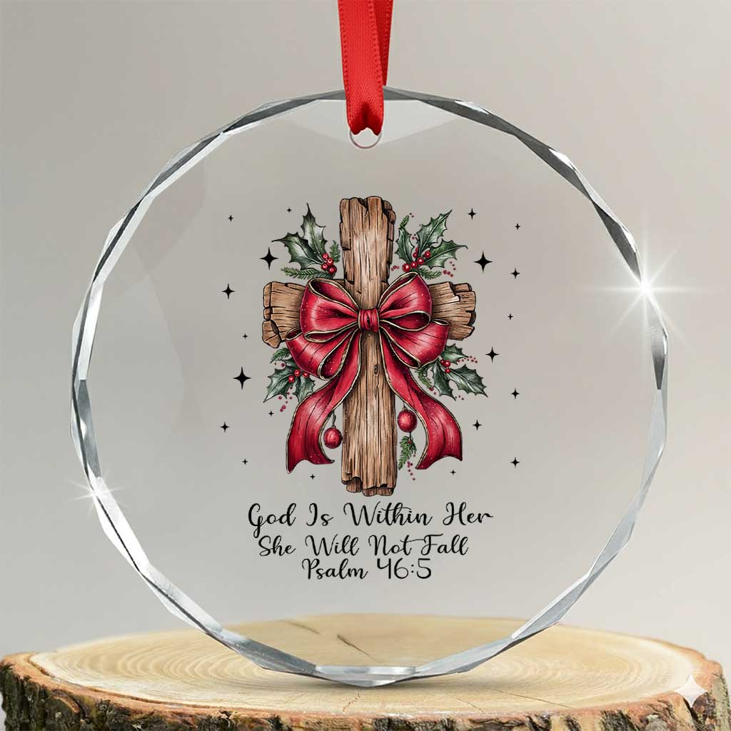 Jesus Christian Crystal Glass Ornament Cross Bible Verse Inspirational Christmas TS14 Transparent Glass 3'' Circle Print Your Wear