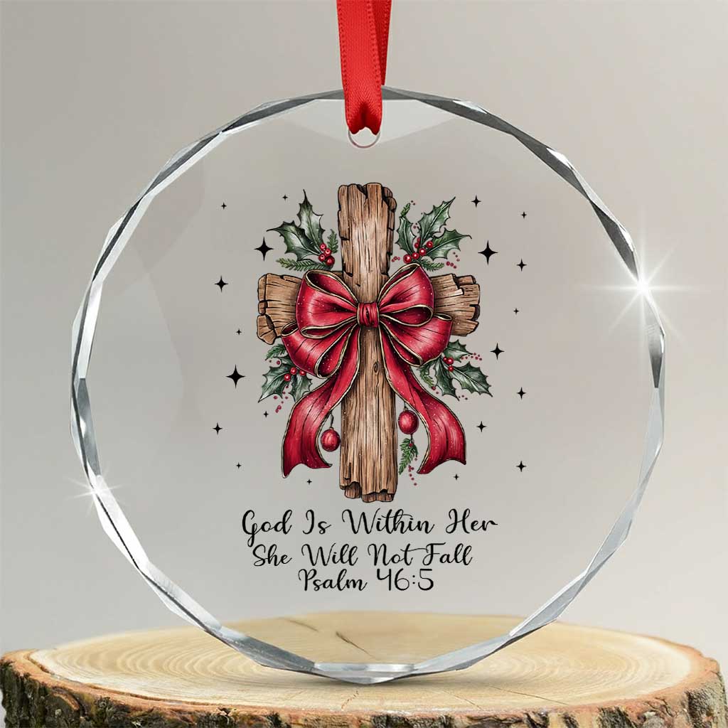 Jesus Christian Crystal Glass Ornament Cross Bible Verse Inspirational Christmas TS14 Transparent Glass 3'' Circle Print Your Wear