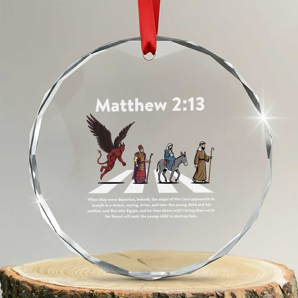 Jesus Christian Crystal Glass Ornament Cross Bible Verse Matthew 2:13 TS14 Transparent Glass 3'' Circle Print Your Wear
