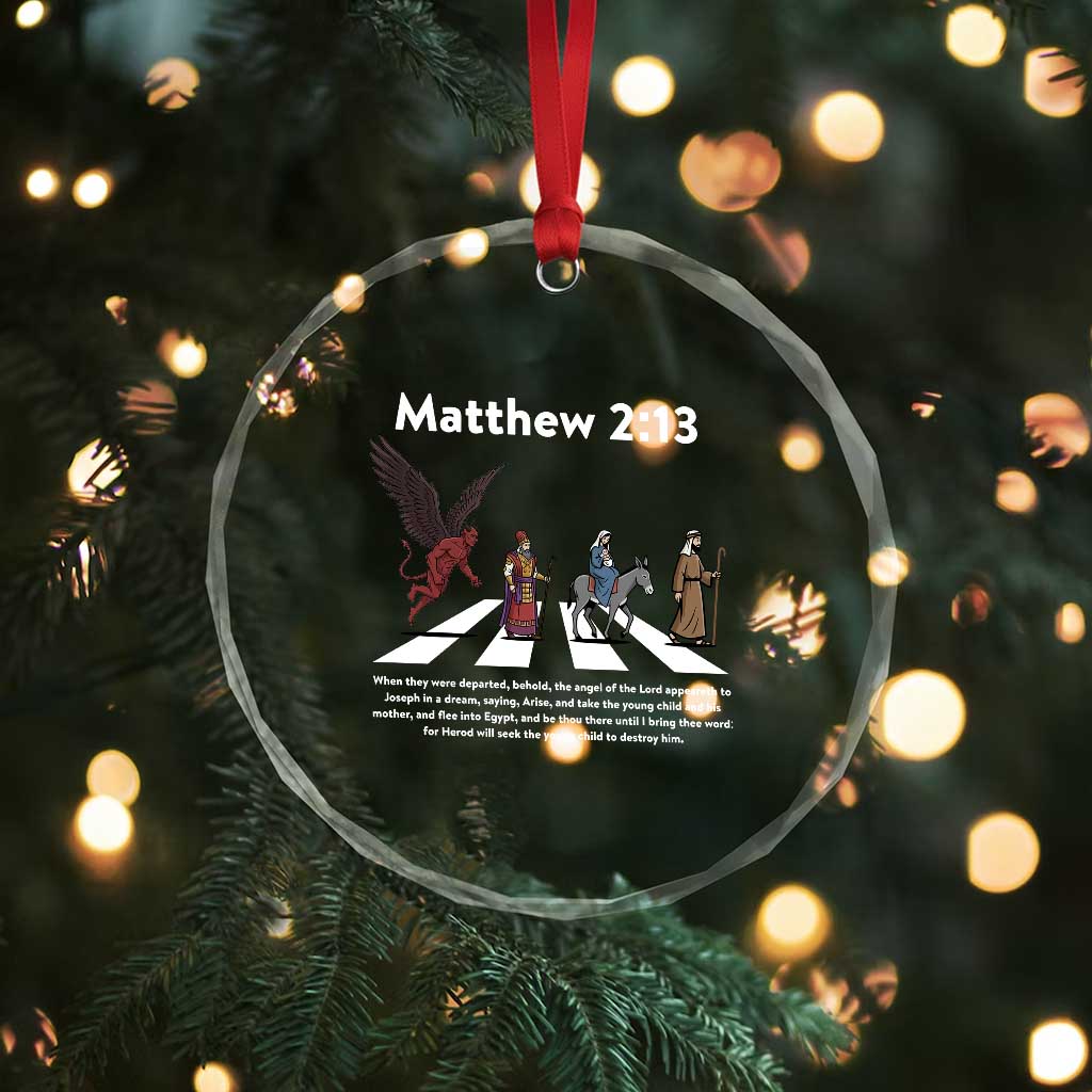 Jesus Christian Crystal Glass Ornament Cross Bible Verse Matthew 2:13 TS14 Print Your Wear