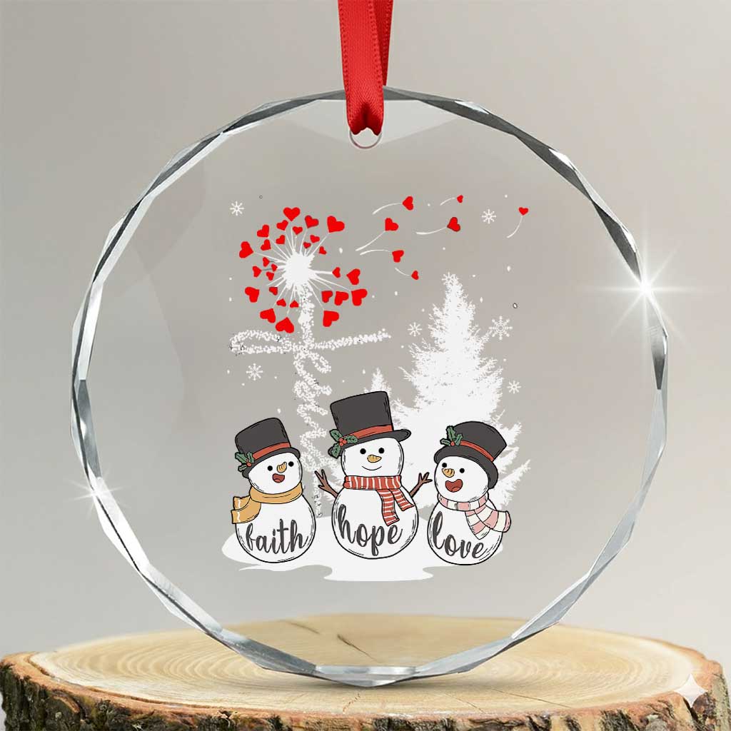 Jesus Christian Crystal Glass Ornament Faith Hope Love Snowman Dandelion Xmas TS09 Transparent Glass 3'' Circle Print Your Wear