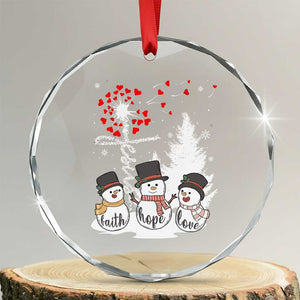 Jesus Christian Crystal Glass Ornament Faith Hope Love Snowman Dandelion Xmas TS09 Transparent Glass 3'' Circle Print Your Wear