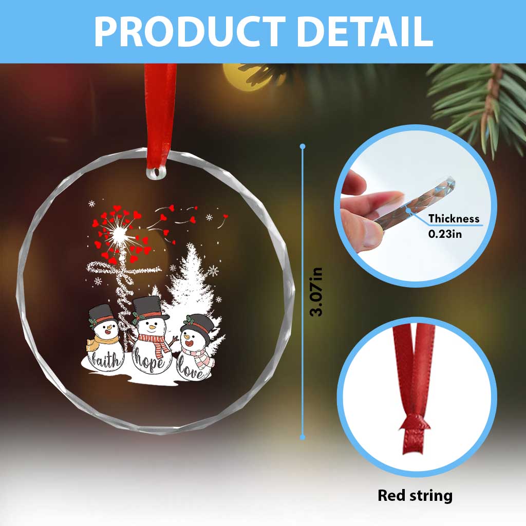 Jesus Christian Crystal Glass Ornament Faith Hope Love Snowman Dandelion Xmas TS09 Print Your Wear