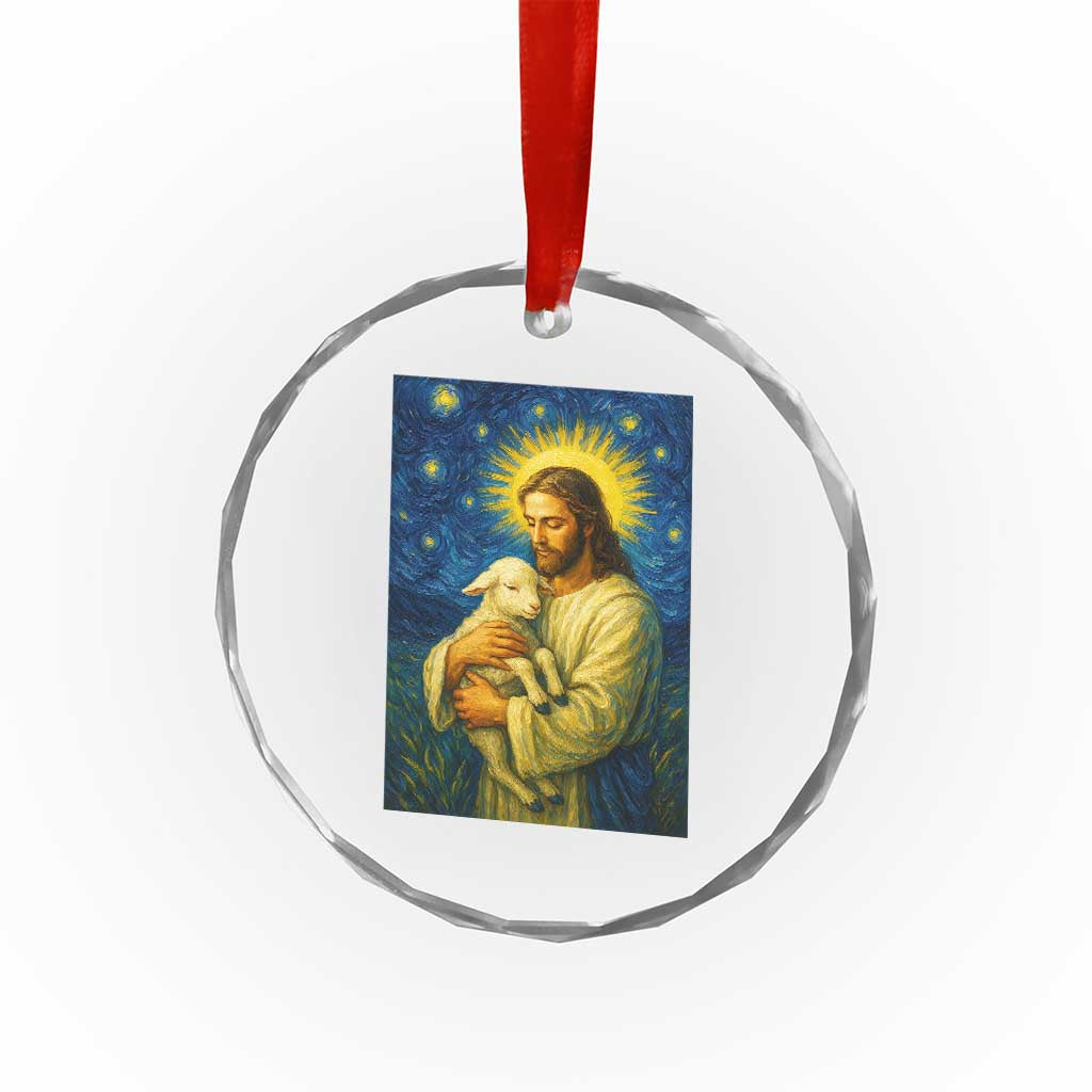 Jesus Christian Crystal Glass Ornament Hug Lamb Starry Night Van Gogh TS14 Print Your Wear