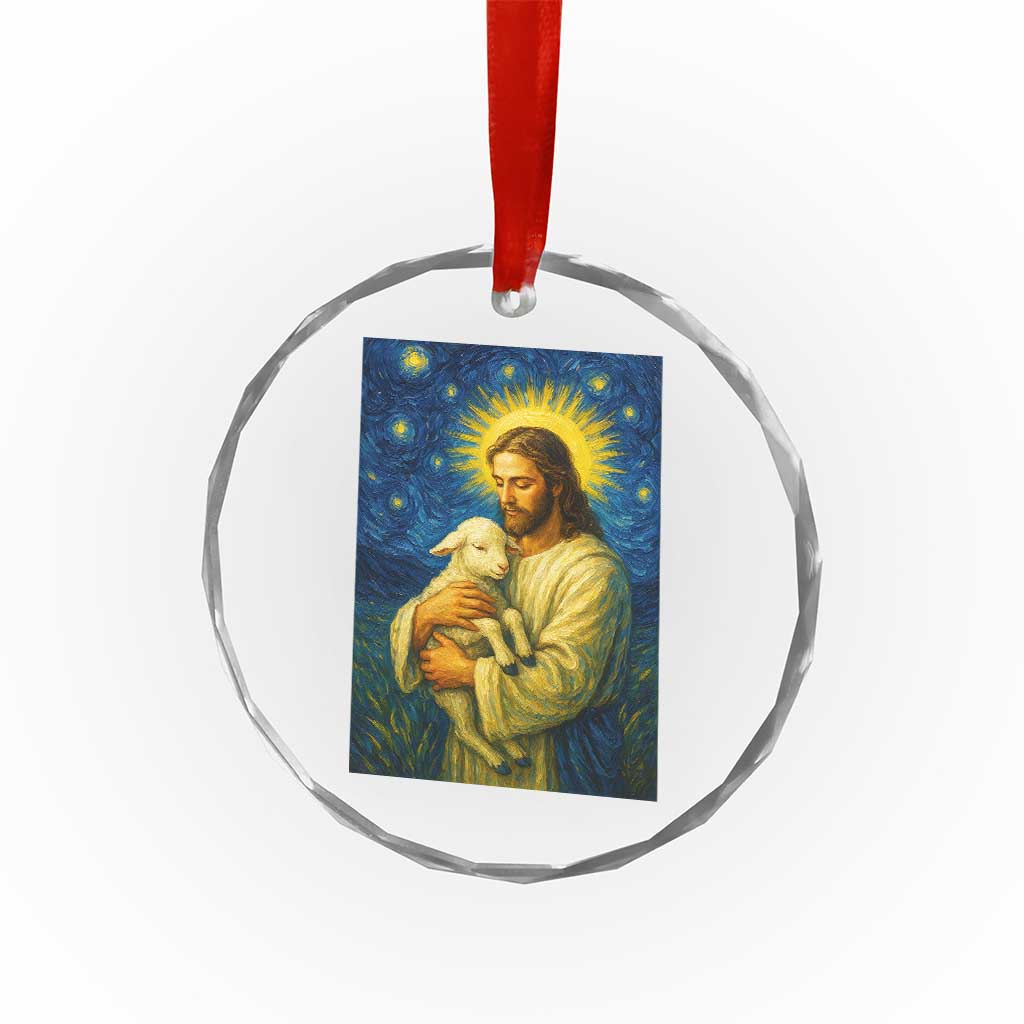 Jesus Christian Crystal Glass Ornament Hug Lamb Starry Night Van Gogh TS14 Print Your Wear