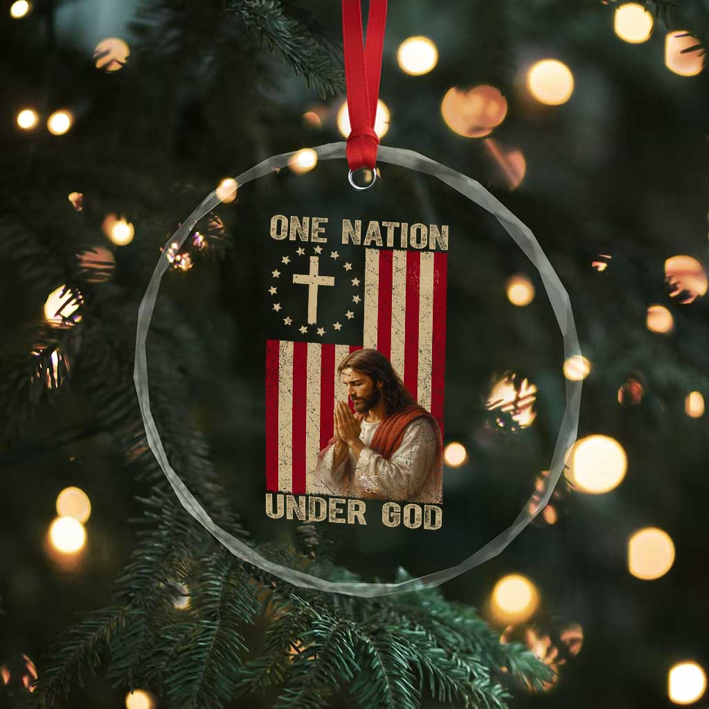 Jesus Christian Crystal Glass Ornament One Nation Under God TS14 Print Your Wear