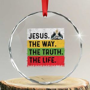Jesus Christian Crystal Glass Ornament The Way The Truth The Life Nativity Scene TS14 Transparent Glass 3'' Circle Print Your Wear
