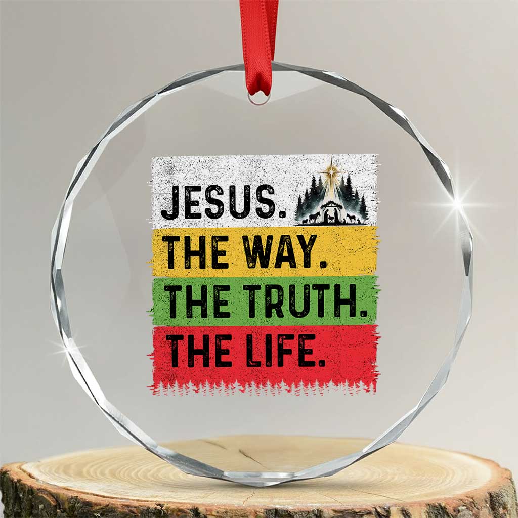 Jesus Christian Crystal Glass Ornament The Way The Truth The Life Nativity Scene TS14 Transparent Glass 3'' Circle Print Your Wear