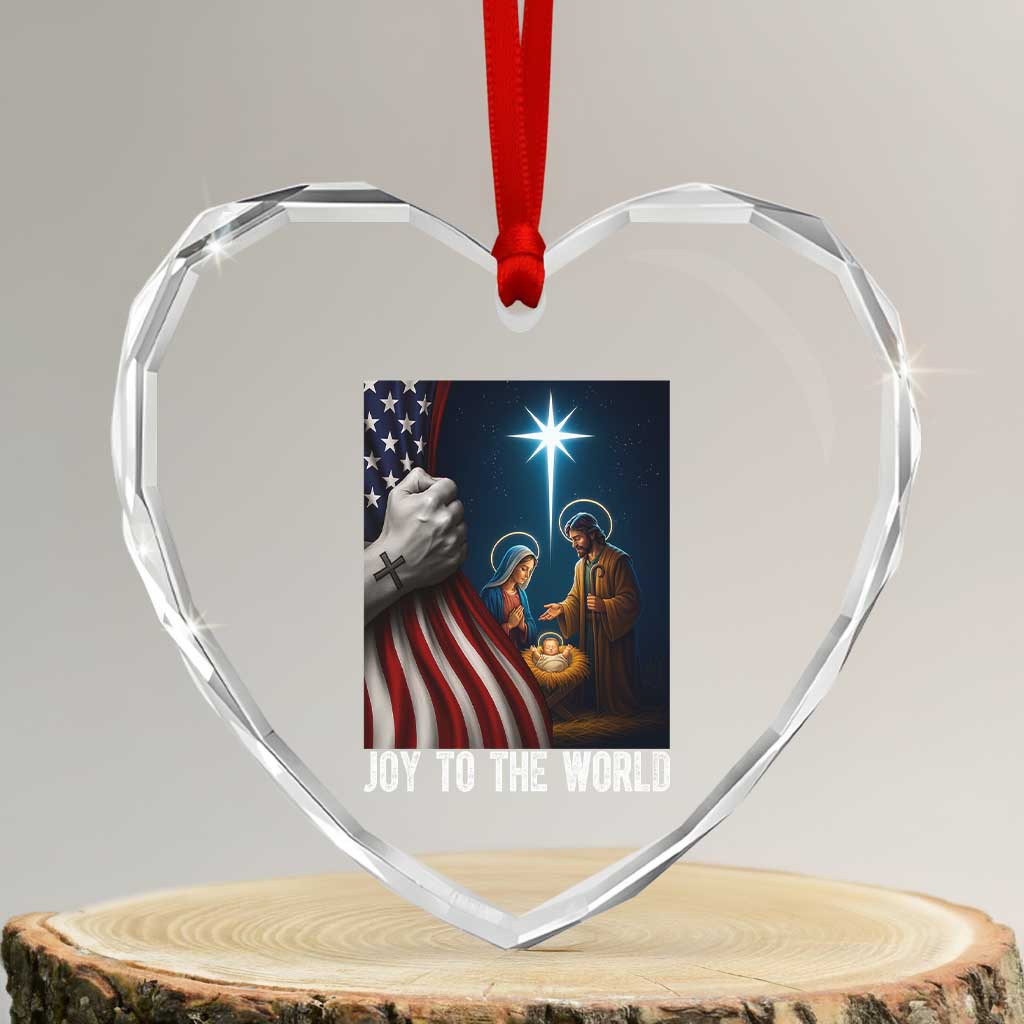 Jesus Christian Heart Crystal Glass Ornament American Flag Joy To The World Christmas TS14 Transparent Glass 3'' Heart Print Your Wear