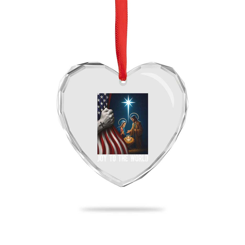Jesus Christian Heart Crystal Glass Ornament American Flag Joy To The World Christmas TS14 Print Your Wear