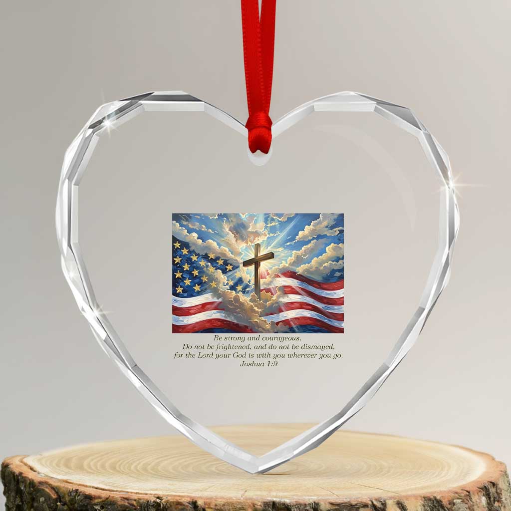 Jesus Christian Heart Crystal Glass Ornament American Flag Religious Cross Bible Verse Faith Inspirational TS14 Transparent Glass 3'' Heart Print Your Wear