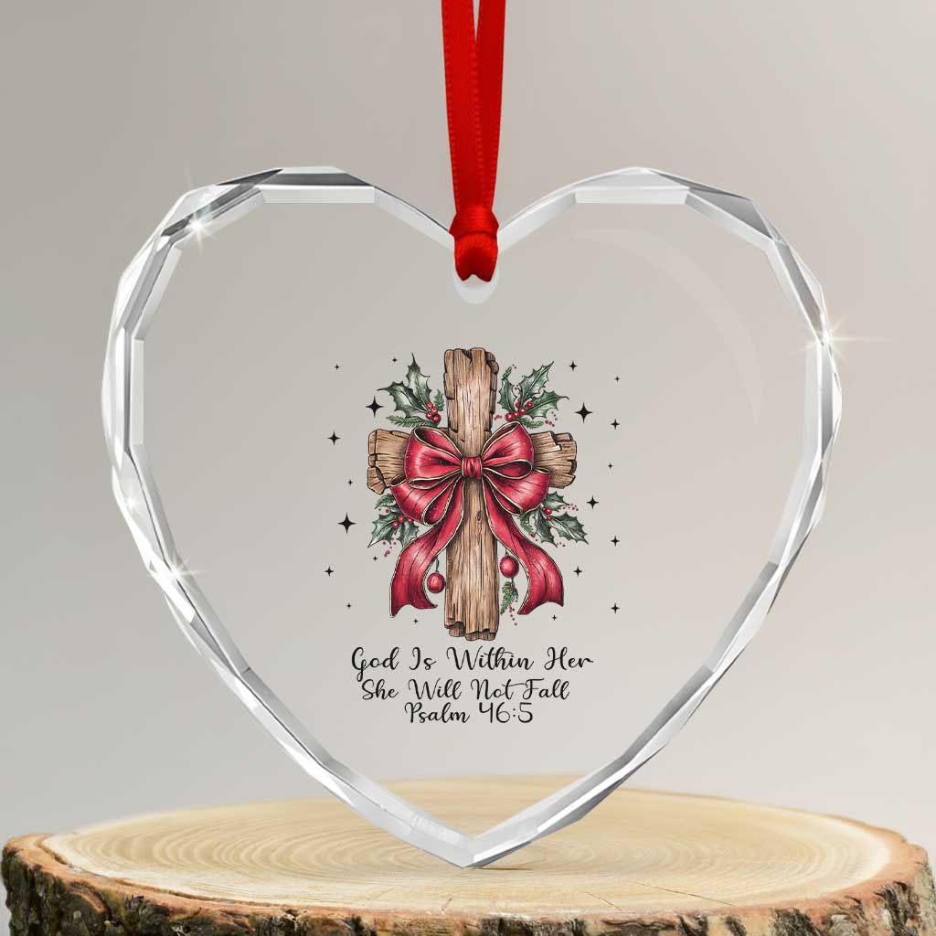 Jesus Christian Heart Crystal Glass Ornament Cross Bible Verse Inspirational Christmas TS14 Transparent Glass 3'' Heart Print Your Wear