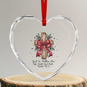Jesus Christian Heart Crystal Glass Ornament Cross Bible Verse Inspirational Christmas TS14 Transparent Glass 3'' Heart Print Your Wear