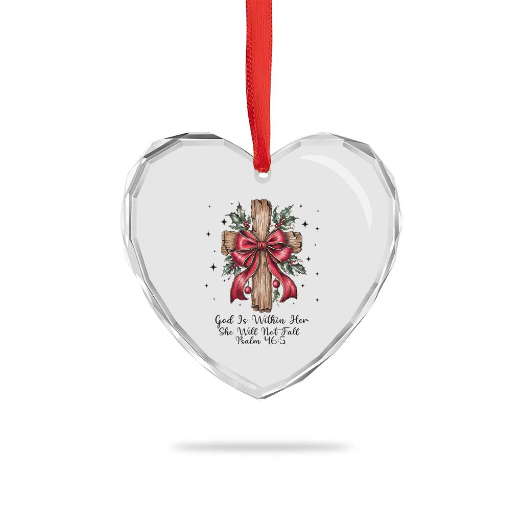 Jesus Christian Heart Crystal Glass Ornament Cross Bible Verse Inspirational Christmas TS14 Print Your Wear