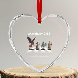 Jesus Christian Heart Crystal Glass Ornament Cross Bible Verse Matthew 2:13 TS14 Transparent Glass 3'' Heart Print Your Wear