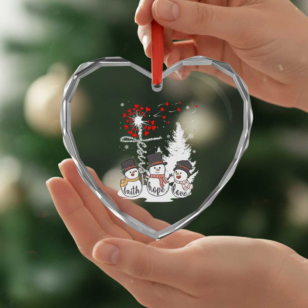 Jesus Christian Heart Crystal Glass Ornament Faith Hope Love Snowman Dandelion Xmas TS09 Print Your Wear
