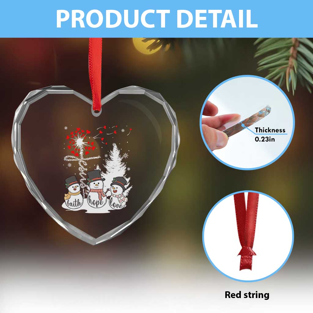 Jesus Christian Heart Crystal Glass Ornament Faith Hope Love Snowman Dandelion Xmas TS09 Print Your Wear