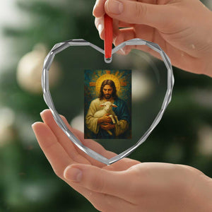 Jesus Christian Heart Crystal Glass Ornament Hug Lamb Faith Easter TS14 Print Your Wear