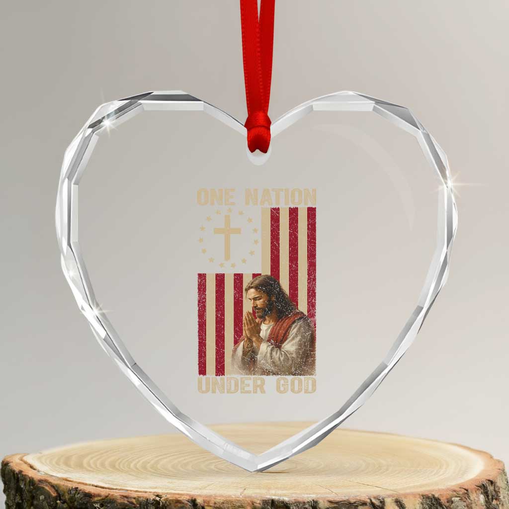 Jesus Christian Heart Crystal Glass Ornament One Nation Under God TS14 Transparent Glass 3'' Heart Print Your Wear