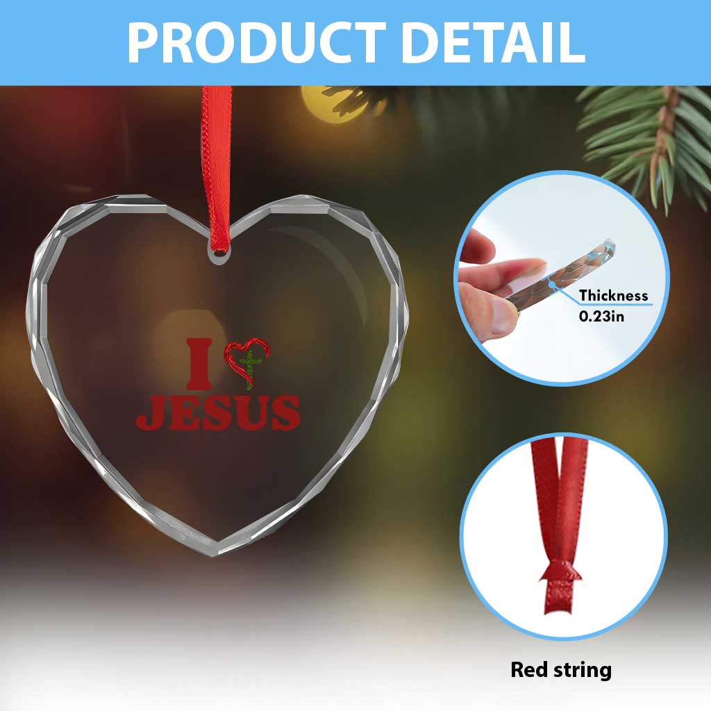 Jesus Christian Heart Crystal Glass Ornament Religious Faith Inspirational Bible Verse TS14 Print Your Wear