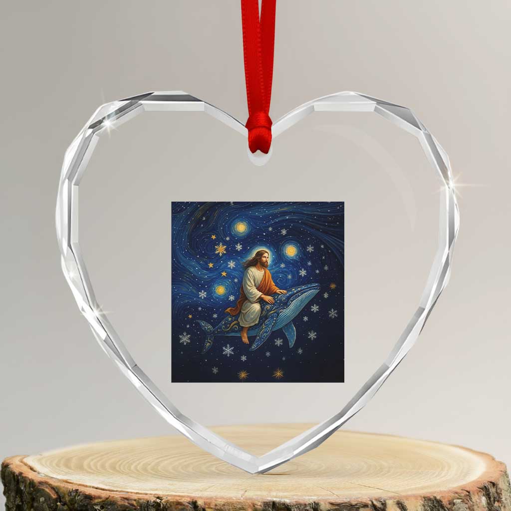 Jesus Christian Heart Crystal Glass Ornament Stary Night Van Gogh Christmas TS14 Transparent Glass 3'' Heart Print Your Wear