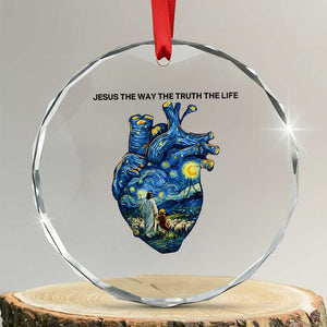 Jesus Christian Starry Night Crystal Glass Ornament The Way The Truth The Life TS14 Transparent Glass 3'' Circle Print Your Wear
